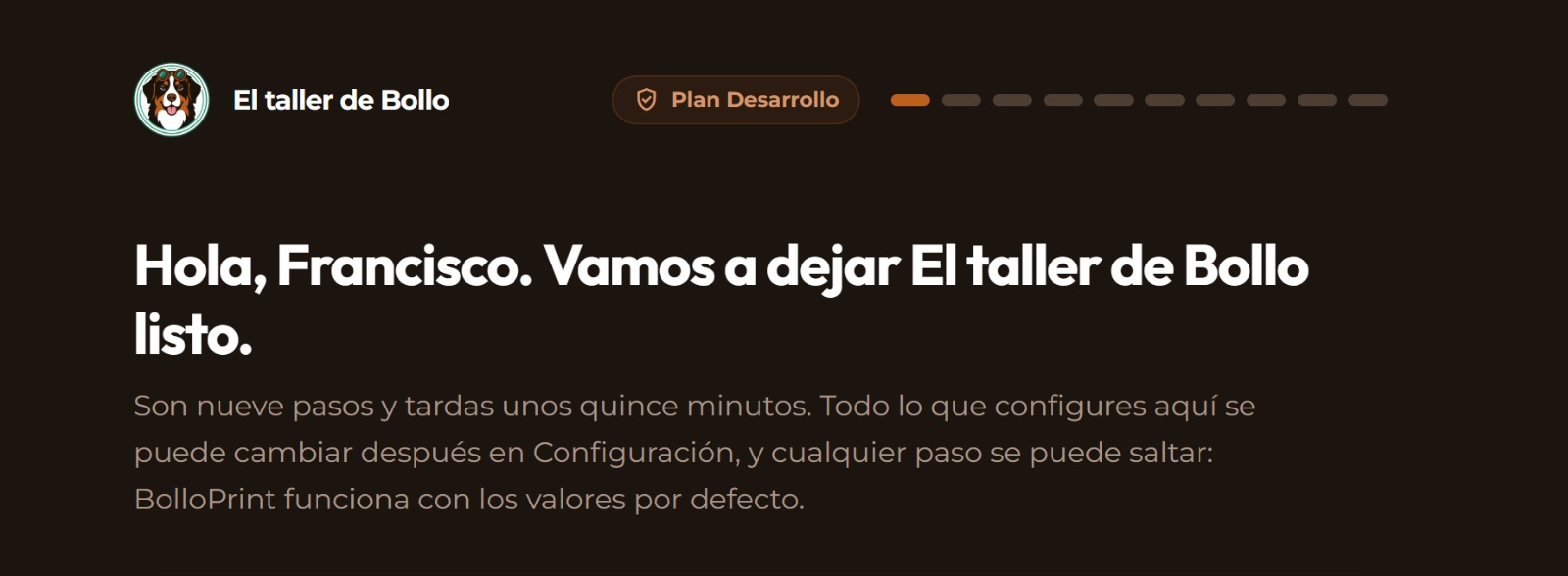 El asistente de configuración inicial, en su pantalla de bienvenida